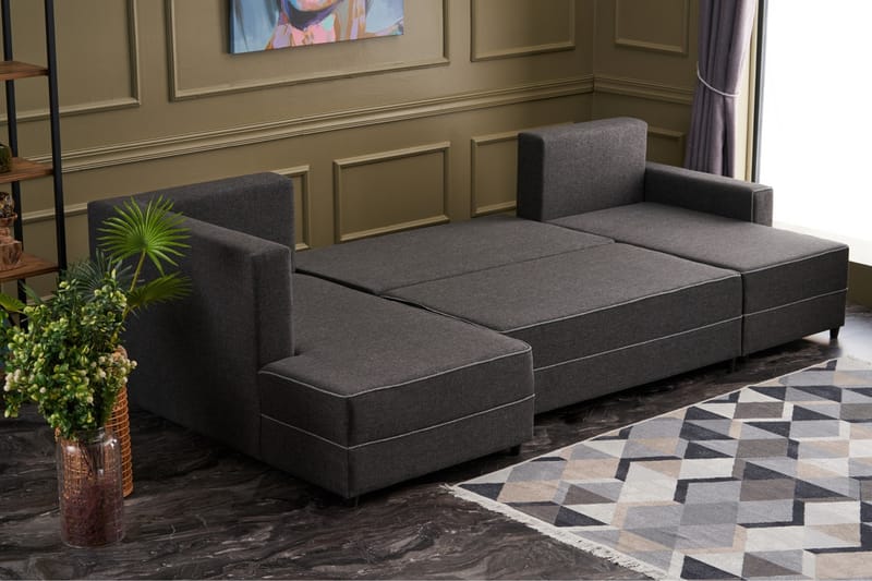 Highbank Sovesofa m. Divan 4-seters 200x150 - Antrasitt - Møbler - Sofaer - Sovesofaer