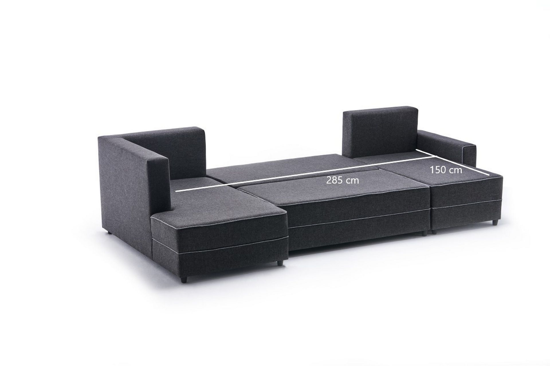 Highbank Sovesofa m. Divan 4-seters 200x150 - Antrasitt - Møbler - Sofaer - Sovesofaer