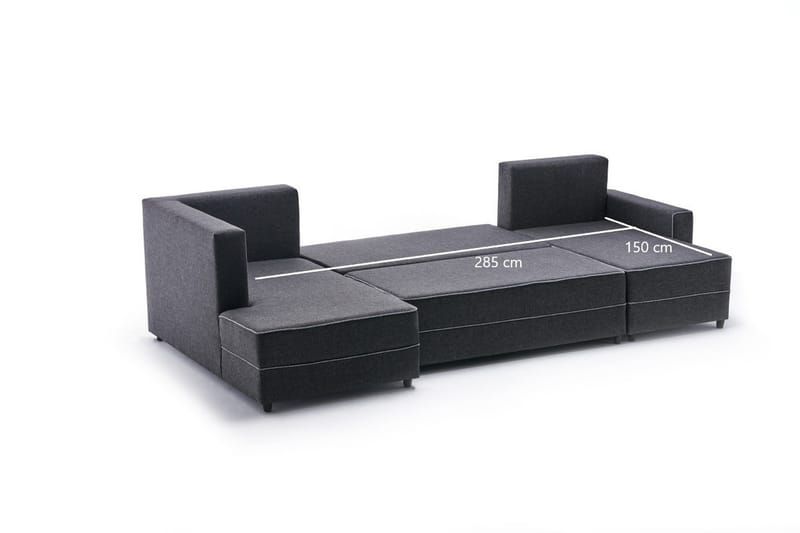 Highbank Sovesofa m. Divan 4-seters 200x150 - Antrasitt - Møbler - Sofaer - Sovesofaer