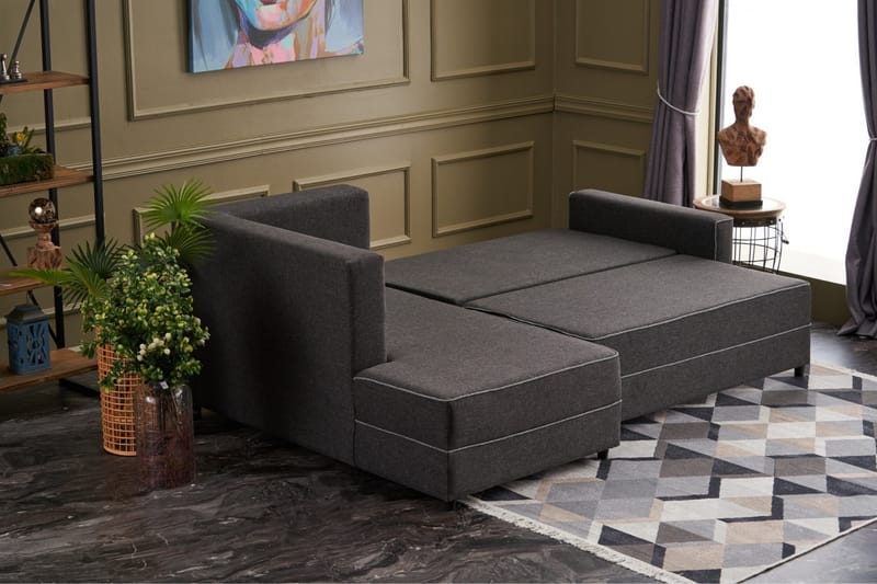 Highbank Sovesofa m. Divan 4-seters 200x150 - Antrasitt - Sovesofaer - Sovesofa divan