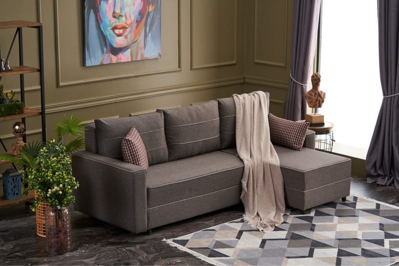 Highbank Sovesofa m. Divan 4-seters 200x150 - Brun - Møbler - Sofaer - Sovesofaer