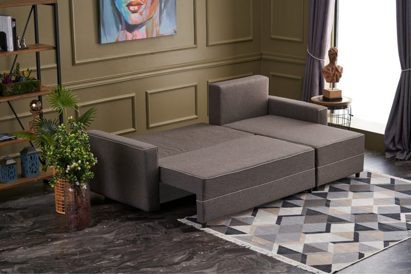 Highbank Sovesofa m. Divan 4-seters 200x150 - Brun - Møbler - Sofaer - Sovesofaer
