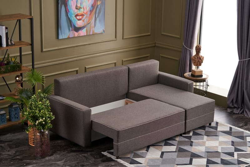 Highbank Sovesofa m. Divan 4-seters 200x150 - Brun - Møbler - Sofaer - Sovesofaer