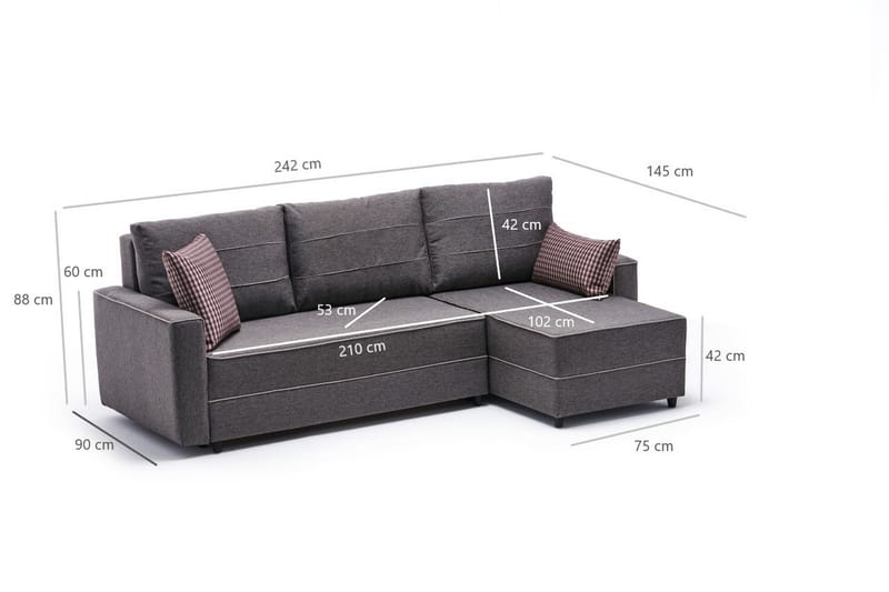 Highbank Sovesofa m. Divan 4-seters 200x150 - Brun - Møbler - Sofaer - Sovesofaer