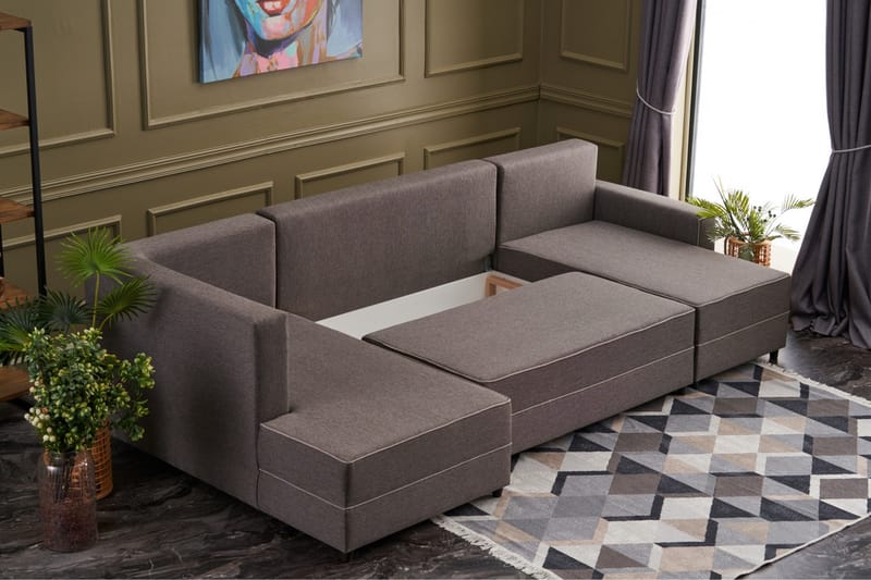 Highbank Sovesofa m. Divan 4-seters 200x150 - Brun - Møbler - Sofaer - Sovesofaer