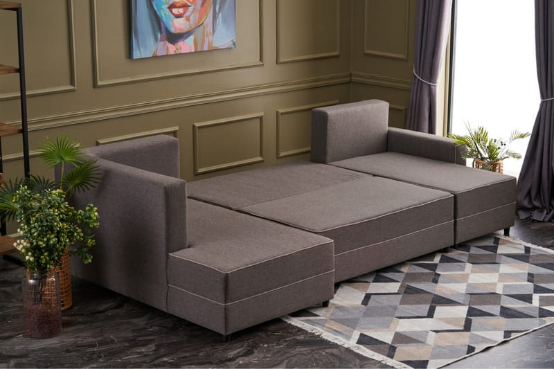 Highbank Sovesofa m. Divan 4-seters 200x150 - Brun - Møbler - Sofaer - Sovesofaer