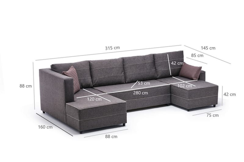 Highbank Sovesofa m. Divan 4-seters 200x150 - Brun - Møbler - Sofaer - Sovesofaer