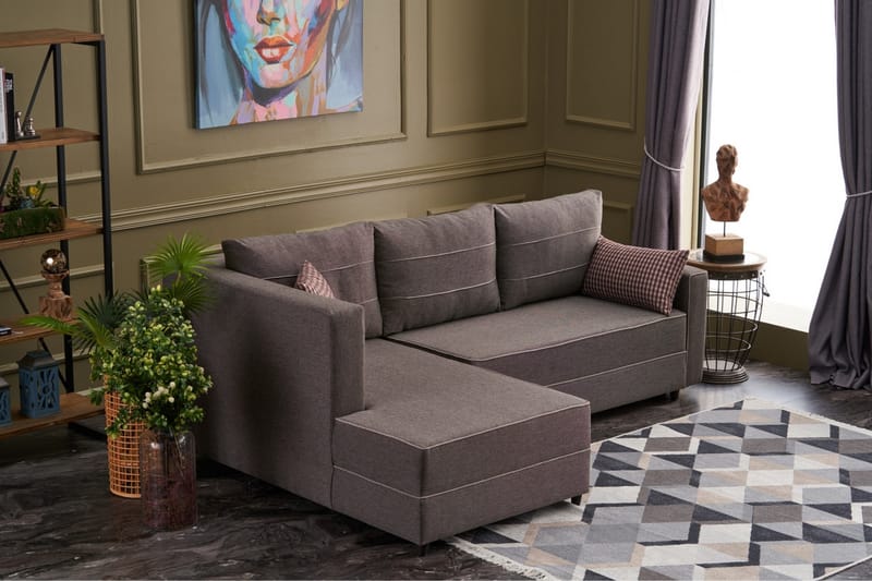 Highbank Sovesofa m. Divan 4-seters 200x150 - Brun - Møbler - Sofaer - Sovesofaer