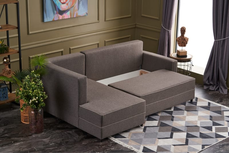 Highbank Sovesofa m. Divan 4-seters 200x150 - Brun - Møbler - Sofaer - Sovesofaer