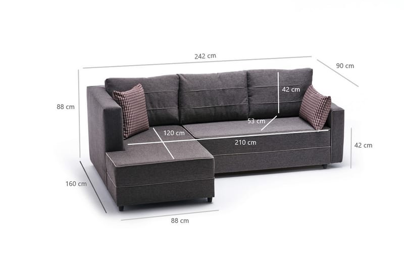 Highbank Sovesofa m. Divan 4-seters 200x150 - Brun - Møbler - Sofaer - Sovesofaer