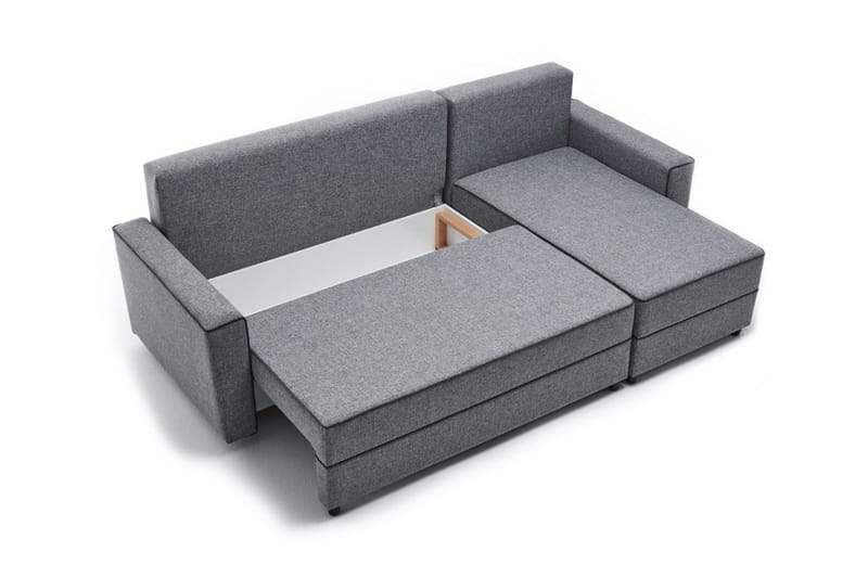 Highbank Sovesofa m. Divan 4-seters 200x150 - Grå - Møbler - Sofaer - Sovesofaer