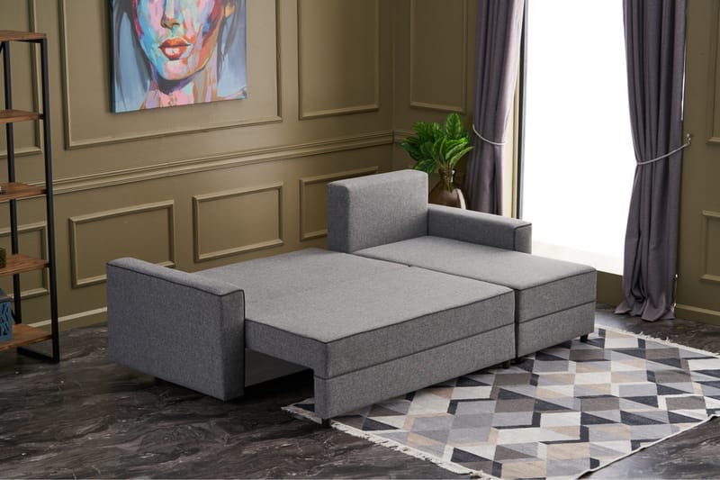 Highbank Sovesofa m. Divan 4-seters 200x150 - Grå - Møbler - Sofaer - Sovesofaer
