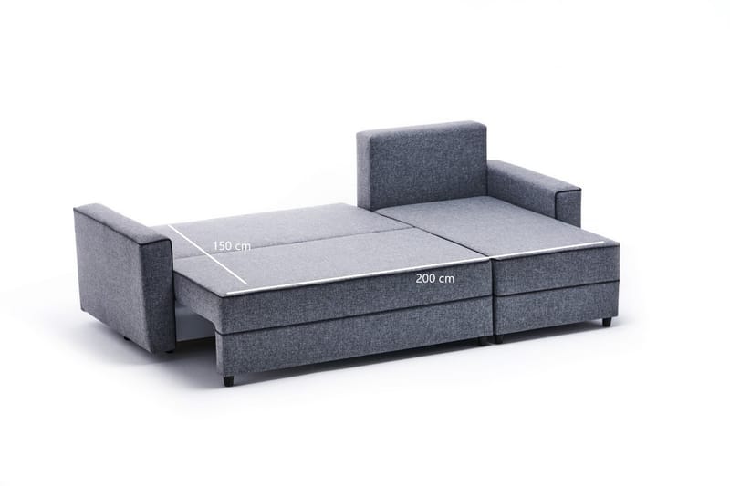 Highbank Sovesofa m. Divan 4-seters 200x150 - Grå - Møbler - Sofaer - Sovesofaer