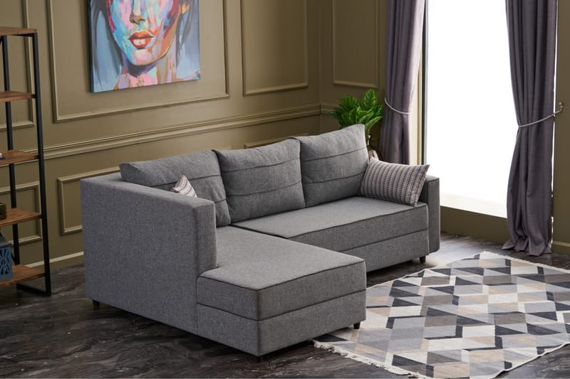 Highbank Sovesofa m. Divan 4-seters 200x150 - Grå - Sovesofaer - Sovesofa divan