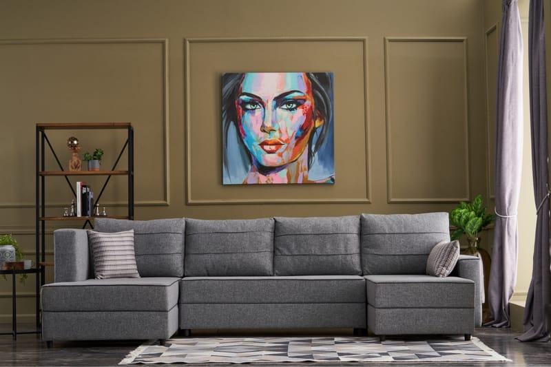 Highbank Sovesofa m. Divan 4-seters 200x150 - Grå - Møbler - Sofaer - Sovesofaer