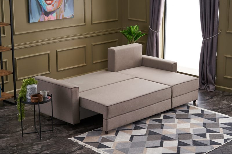 Highbank Sovesofa m. Divan 4-seters 200x150 - Krem - Møbler - Sofaer - Sovesofaer