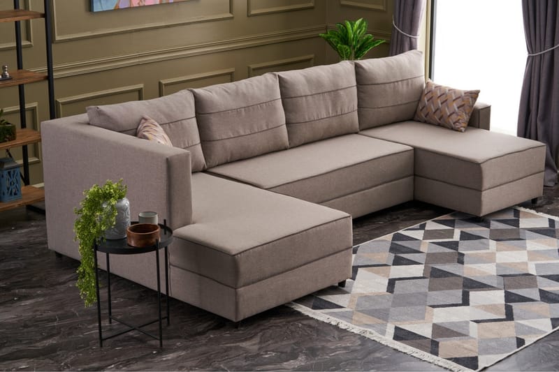 Highbank Sovesofa m. Divan 4-seters 200x150 - Krem - Møbler - Sofaer - Sovesofaer