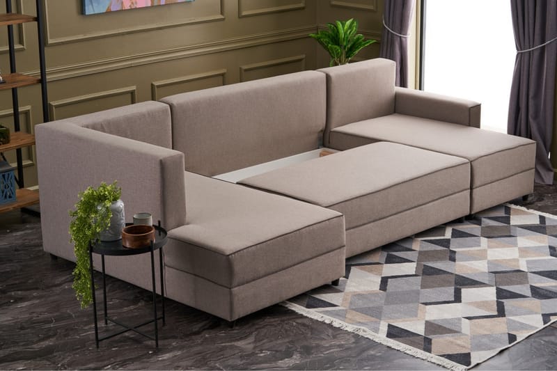 Highbank Sovesofa m. Divan 4-seters 200x150 - Krem - Møbler - Sofaer - Sovesofaer