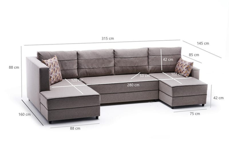 Highbank Sovesofa m. Divan 4-seters 200x150 - Krem - Møbler - Sofaer - Sovesofaer