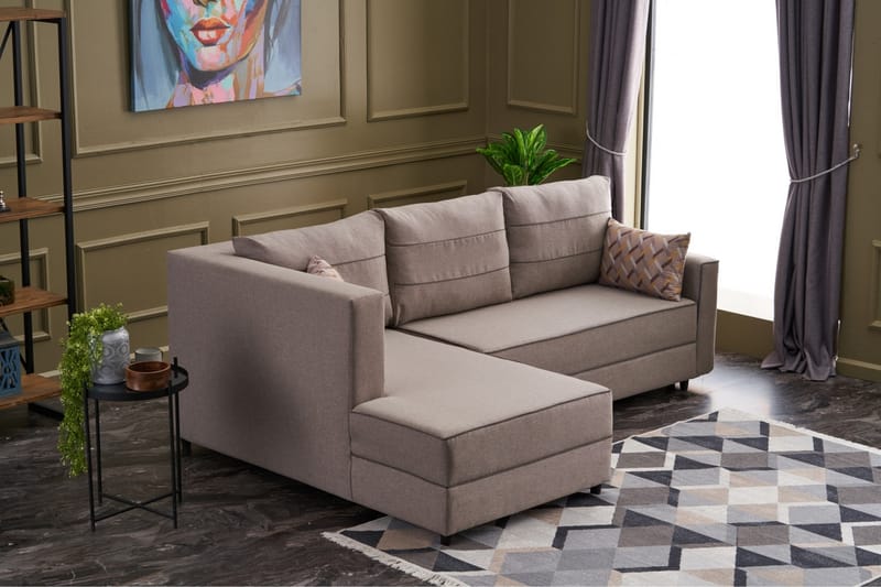 Highbank Sovesofa m. Divan 4-seters 200x150 - Krem - Møbler - Sofaer - Sovesofaer