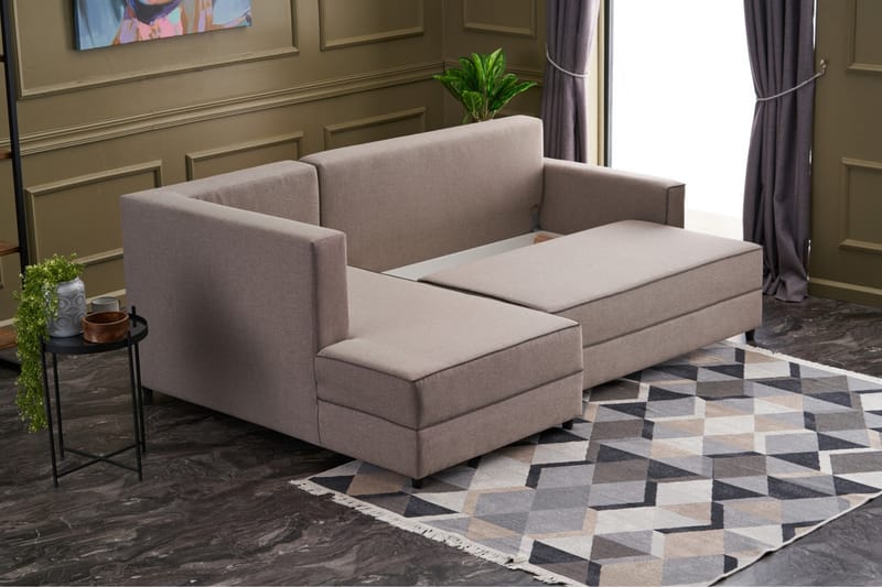 Highbank Sovesofa m. Divan 4-seters 200x150 - Krem - Møbler - Sofaer - Sovesofaer