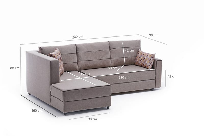 Highbank Sovesofa m. Divan 4-seters 200x150 - Krem - Møbler - Sofaer - Sovesofaer