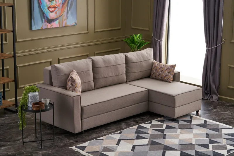 Highbank Sovesofa m. Divan 4-seters 200x150 - Krem - Møbler - Sofaer - Sovesofaer