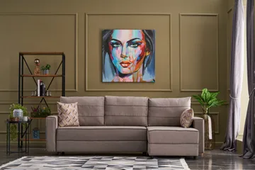 Highbank Sovesofa m. Divan 4-seters 200x150 - Krem - Møbler - Sofaer - Sovesofaer