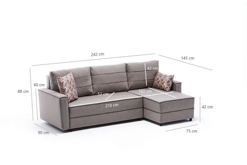 Highbank Sovesofa m. Divan 4-seters 200x150 - Krem - Møbler - Sofaer - Sovesofaer