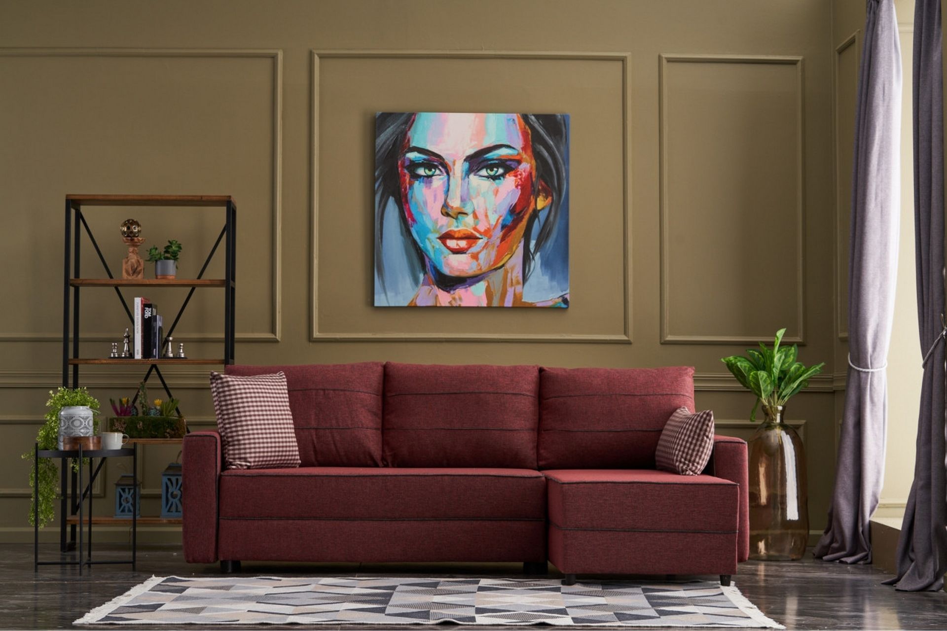 Highbank Sovesofa m. Divan 4-seters 200x150 - Rød - Møbler - Sofaer - Sovesofaer