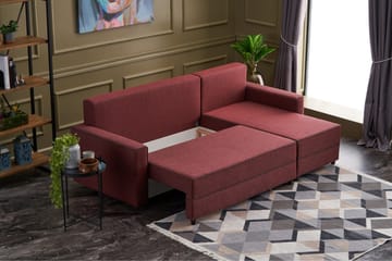 Highbank Sovesofa m. Divan 4-seters 200x150 - Rød - Møbler - Sofaer - Sovesofaer