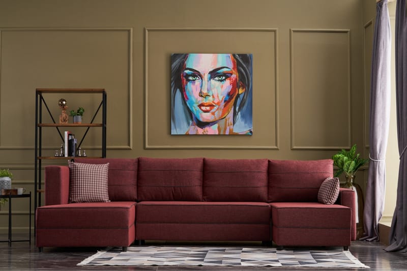 Highbank Sovesofa m. Divan 4-seters 200x150 - Rød - Møbler - Sofaer - Sovesofaer