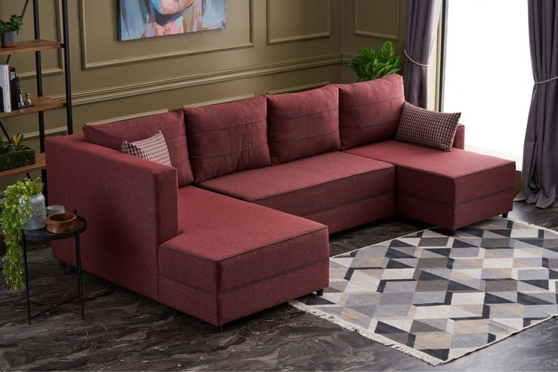 Highbank Sovesofa m. Divan 4-seters 200x150 - Rød - Møbler - Sofaer - Sovesofaer