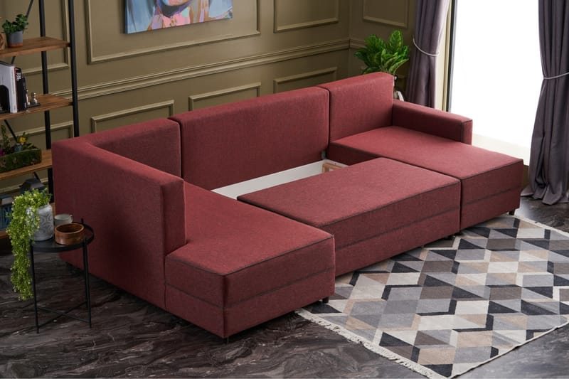 Highbank Sovesofa m. Divan 4-seters 200x150 - Rød - Møbler - Sofaer - Sovesofaer
