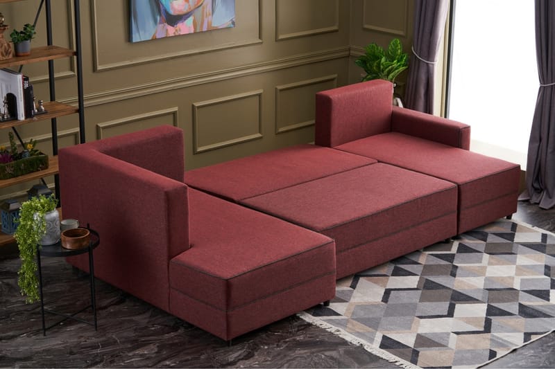 Highbank Sovesofa m. Divan 4-seters 200x150 - Rød - Møbler - Sofaer - Sovesofaer