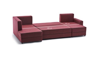 Highbank Sovesofa m. Divan 4-seters 200x150 - Rød - Møbler - Sofaer - Sovesofaer