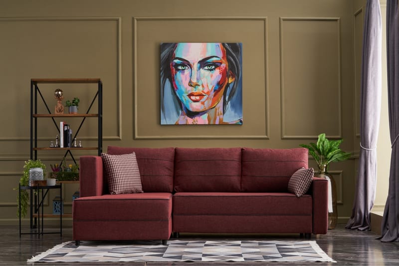 Highbank Sovesofa m. Divan 4-seters 200x150 - Rød - Møbler - Sofaer - Sovesofaer