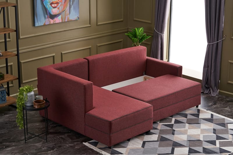 Highbank Sovesofa m. Divan 4-seters 200x150 - Rød - Sovesofaer - Sovesofa divan