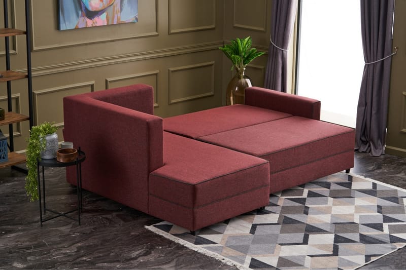 Highbank Sovesofa m. Divan 4-seters 200x150 - Rød - Møbler - Sofaer - Sovesofaer