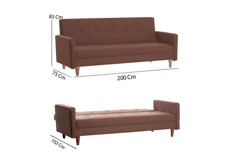 Hiko Sovesofa - Brun - Sovesofaer - 3 seters sovesofa