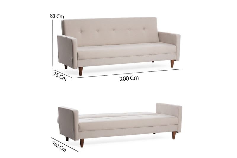 Hiko Sovesofa - Cream - Sovesofaer - 3 seters sovesofa