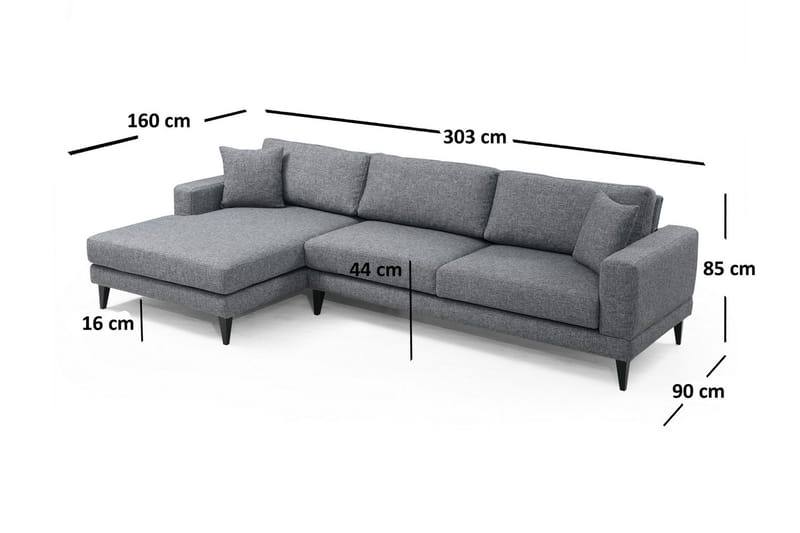 Hilari Sovesofa med Divan Venstre - Grå - Møbler - Sofaer - Sovesofaer
