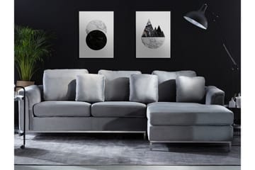 Hjørnesofa 4-seter V med sovefunksjon grå OSLO - Grå - Møbler - Sofaer - Sovesofaer