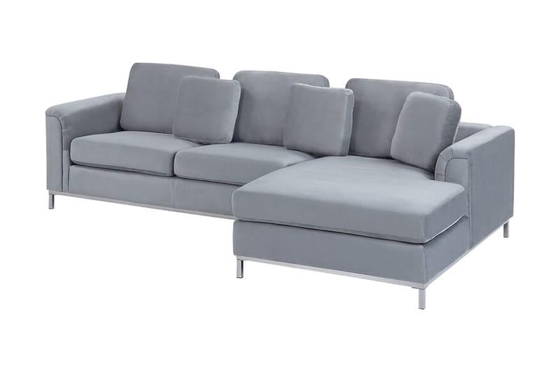 Hjørnesofa 4-seter V med sovefunksjon grå OSLO - Grå - Møbler - Sofaer - Sovesofaer