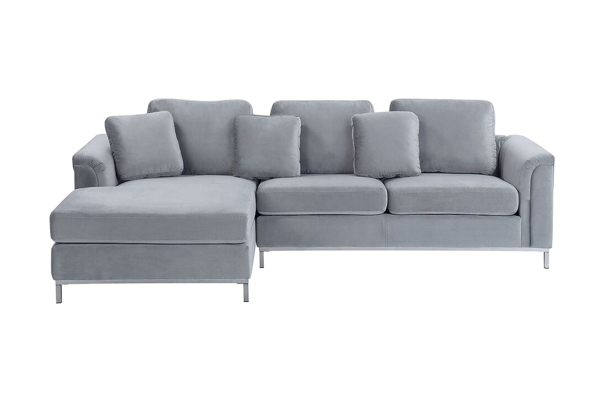 Hjørnesofa 4-seters H med sovefunksjon fløyelsgrå OSLO - Grå - Møbler - Sofaer - Sovesofaer