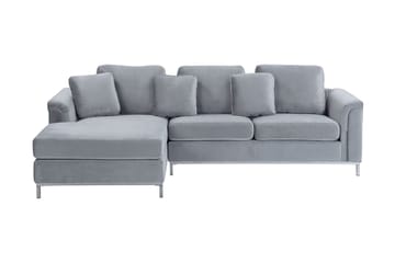 Hjørnesofa 4-seters H med sovefunksjon fløyelsgrå OSLO - Grå - Møbler - Sofaer - Sovesofaer
