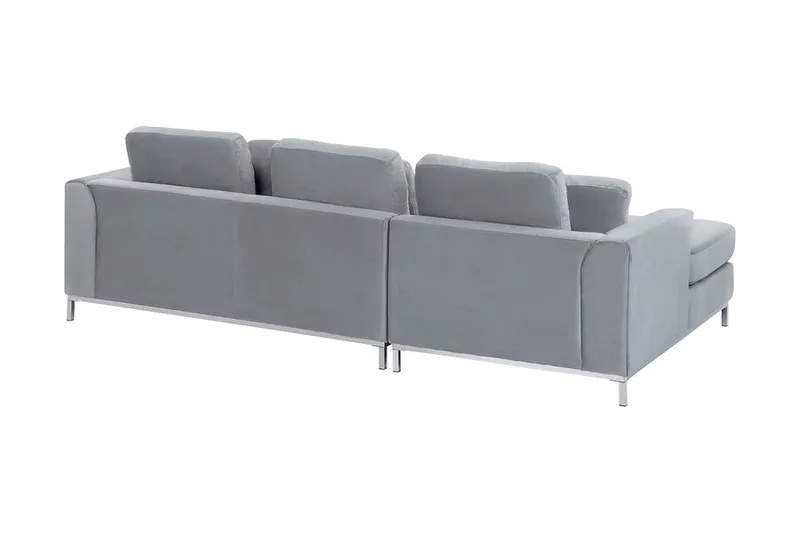 Hjørnesofa 4-seters H med sovefunksjon fløyelsgrå OSLO - Grå - Møbler - Sofaer - Sovesofaer