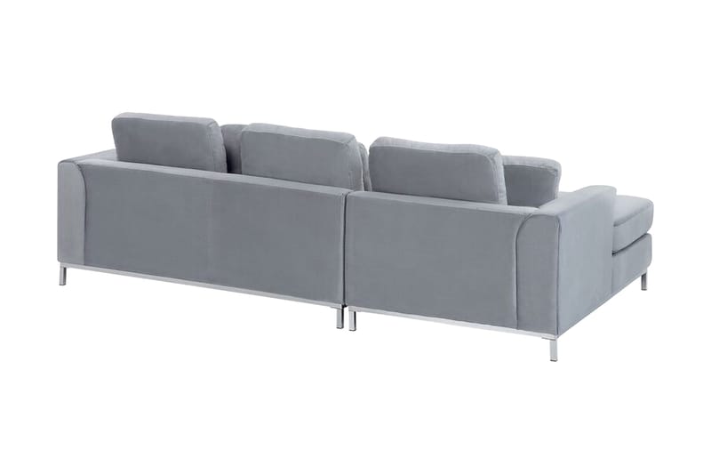 Hjørnesofa 4-seters H med sovefunksjon fløyelsgrå OSLO - Grå - Møbler - Sofaer - Sovesofaer