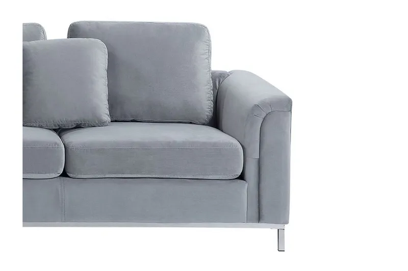 Hjørnesofa 4-seters H med sovefunksjon fløyelsgrå OSLO - Grå - Møbler - Sofaer - Sovesofaer