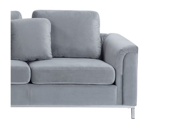 Hjørnesofa 4-seters H med sovefunksjon fløyelsgrå OSLO - Grå - Møbler - Sofaer - Sovesofaer